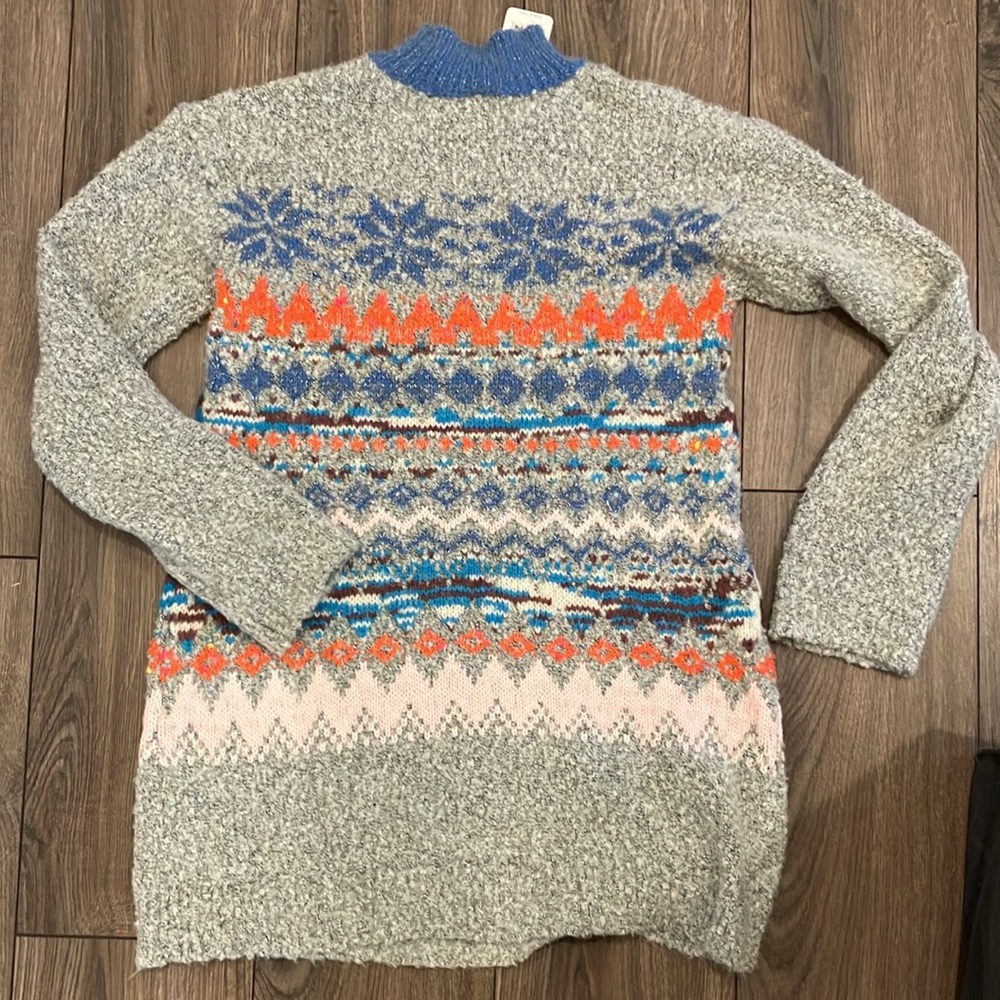 Free People Gray Fair Isle Snow Bunny Sweater Dress Small - Picture 9 of 9